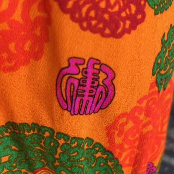 Vintage 70s Hawaii Nei Orange Maxi Hostess Dress Made in Hawaii Size 10 - Picture 8 of 11